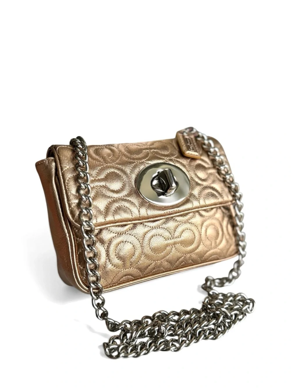 🆕 Coach Metallic Leather Madison Chain Mini Shoulder Bag Crossbody